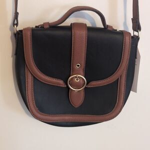 Neutral Chic Elevated Basics Leather Chain Accent Crossbody Bag Purse